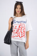 Playera oversized estampado lucky number