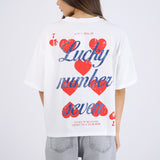 Playera oversized estampado lucky number
