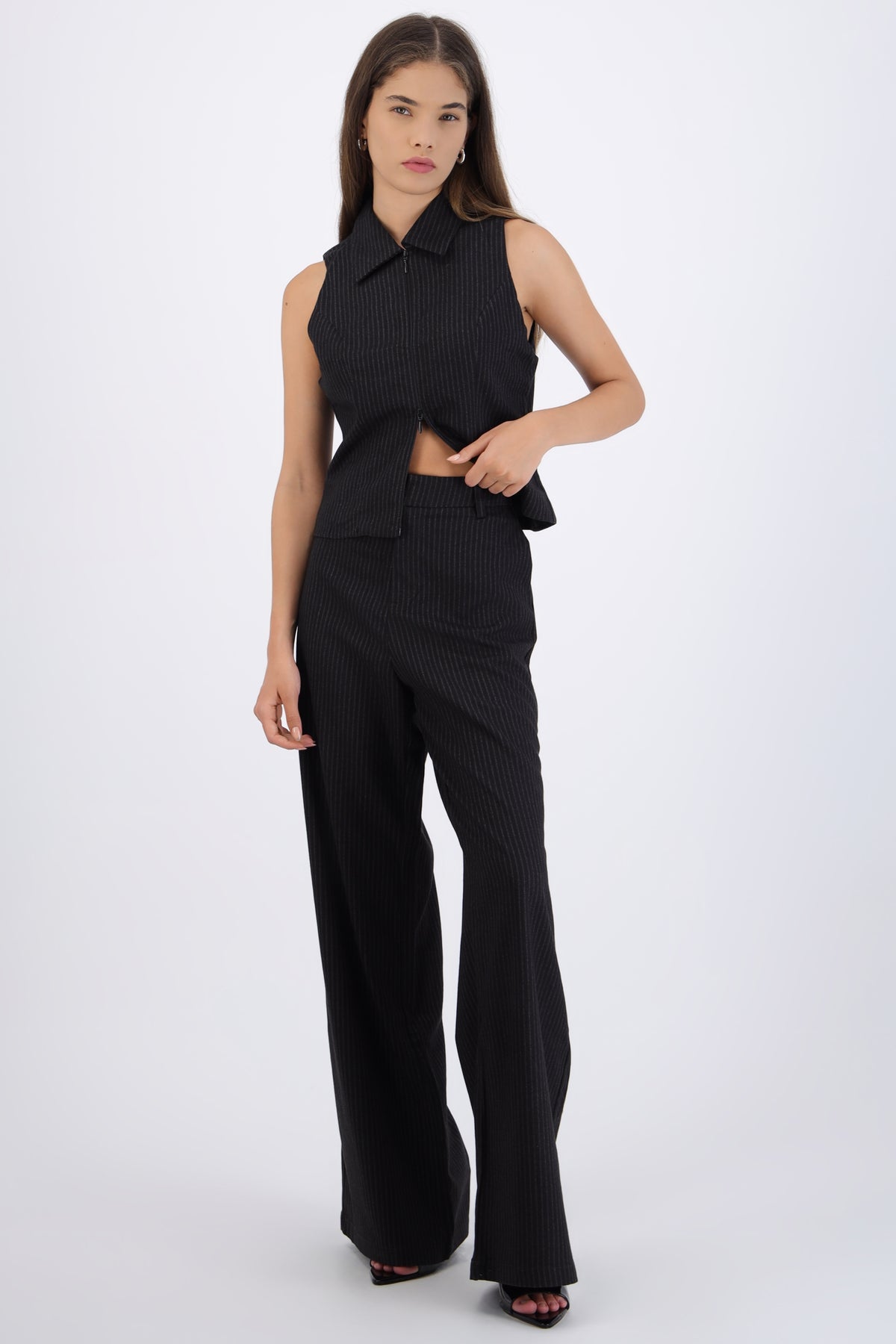 Pantalón amplio rayas NEGRO