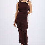 Vestido maxi detalle fruncido lateral