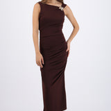 Vestido maxi detalle fruncido lateral