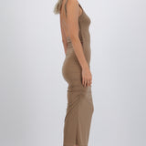 Vestido maxi detalle fruncido lateral