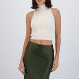 Chaleco trenzado cuello alto