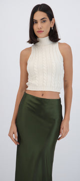 Chaleco trenzado cuello alto