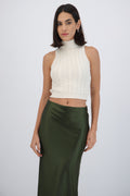 Chaleco trenzado cuello alto