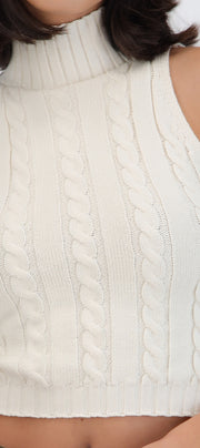 Chaleco trenzado cuello alto