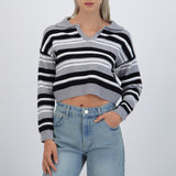 Suéter cuello polo rayas combo
