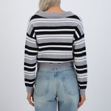 Suéter cuello polo rayas combo