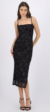 Vestido mesh con detalle en brillos