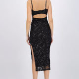 Vestido mesh con detalle en brillos