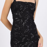 Vestido mesh con detalle en brillos