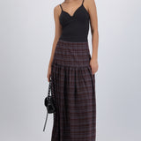 Falda maxi cuadros detalle corte