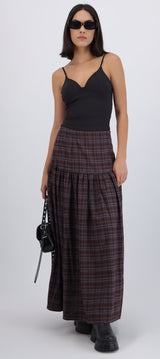 Falda maxi cuadros detalle corte
