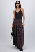 Falda maxi cuadros detalle corte