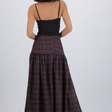 Falda maxi cuadros detalle corte