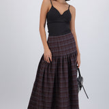 Falda maxi cuadros detalle corte
