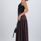 Falda maxi cuadros detalle corte
