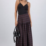 Falda maxi cuadros detalle corte