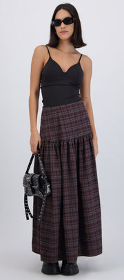 Falda maxi cuadros detalle corte