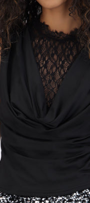 Top encaje escote cascada