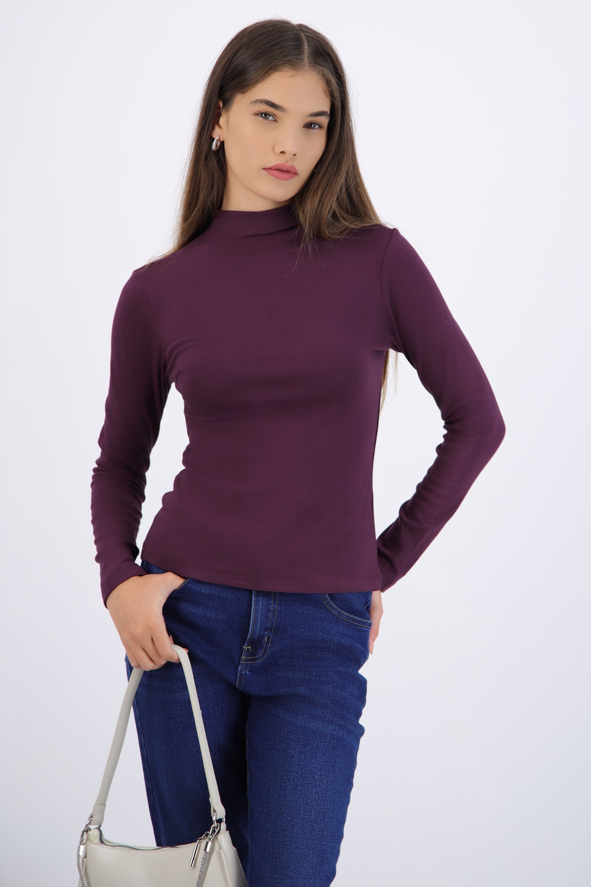 Top manga larga cuello alto