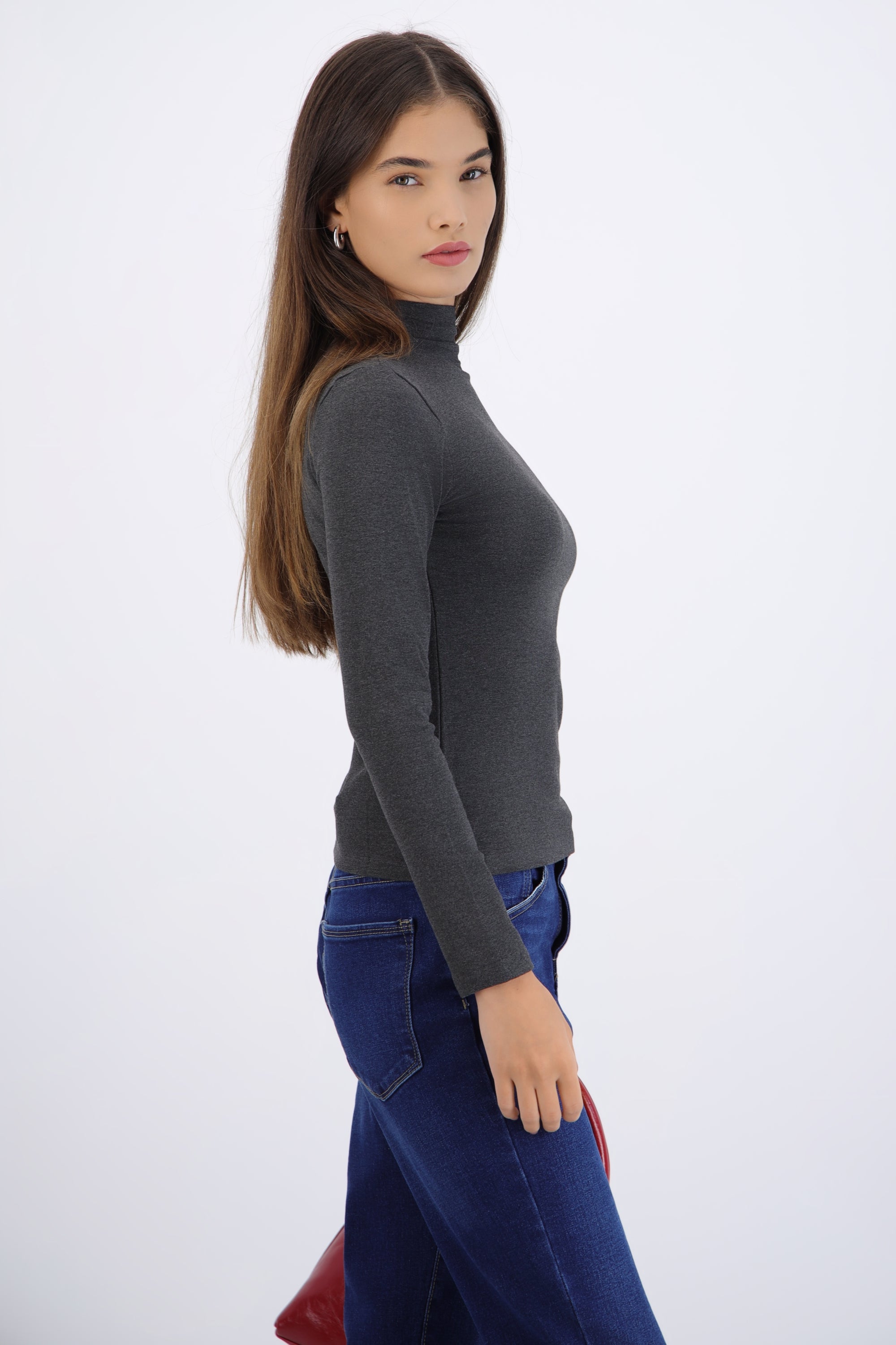 Top manga larga cuello alto