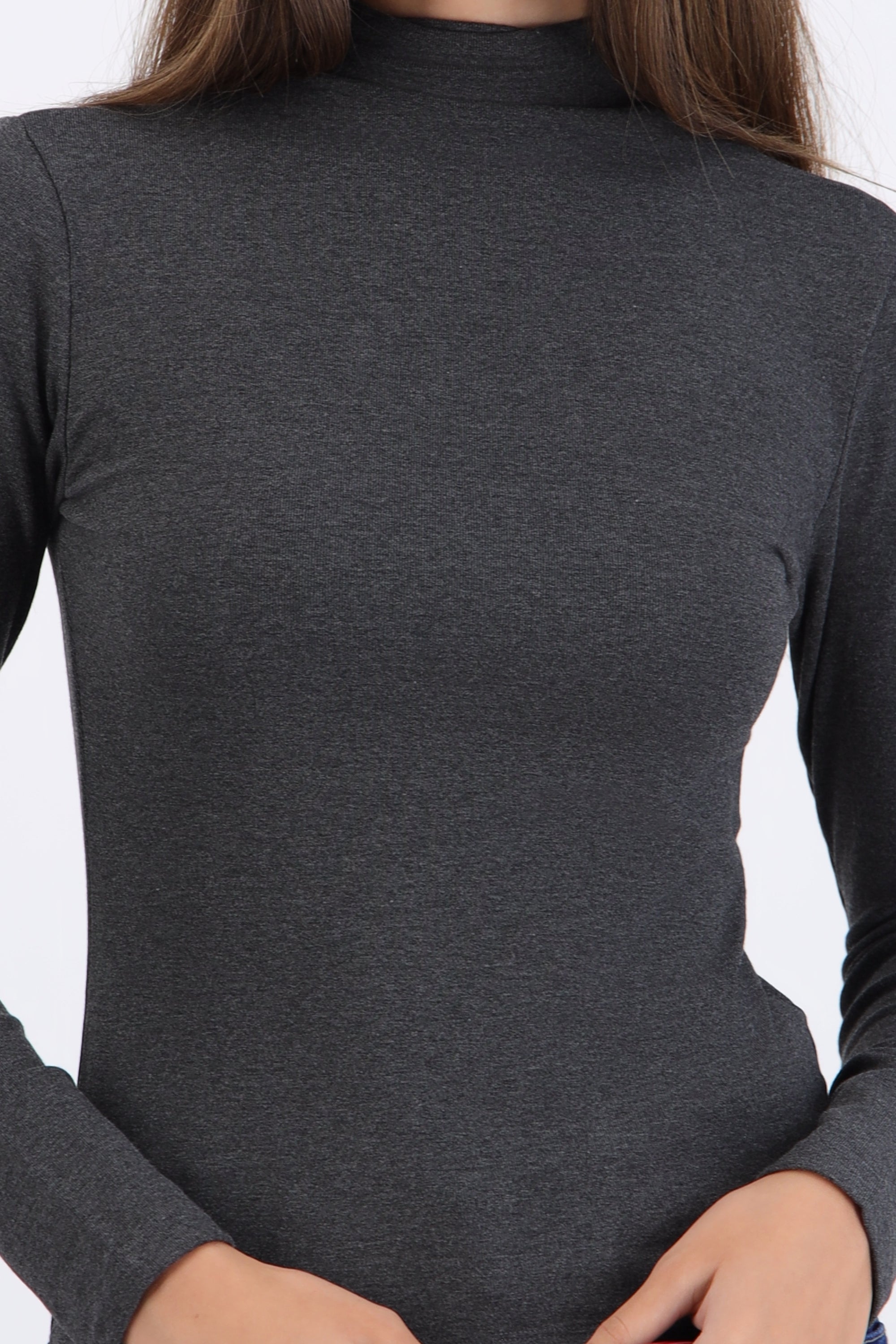 Top manga larga cuello alto GRIS