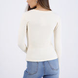 Top manga larga cuello redondo