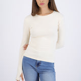 Top manga larga cuello redondo