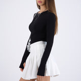 Top manga larga cuello redondo