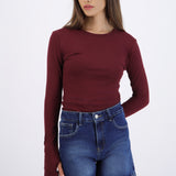 Top manga larga cuello redondo