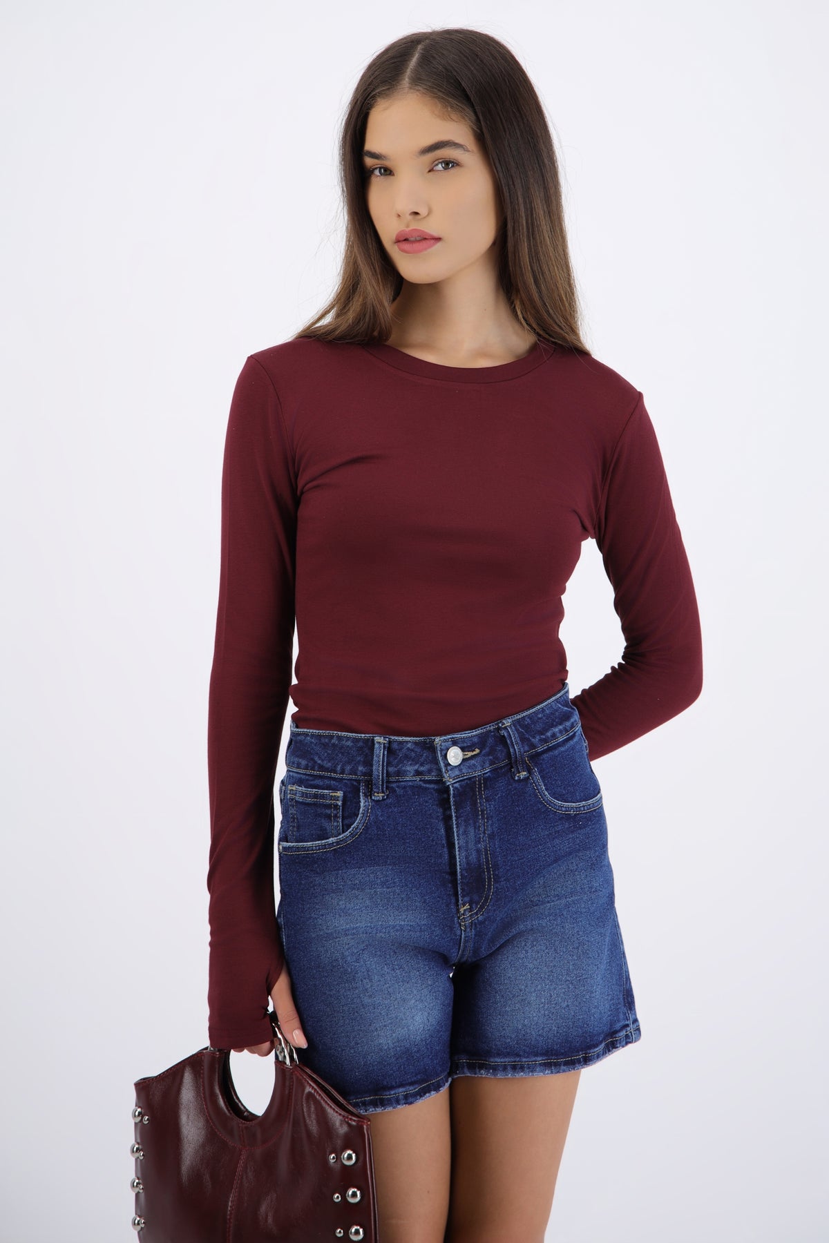 Top manga larga cuello redondo VINO