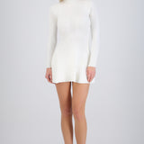 Vestido mini manga larga cuello alto tejido