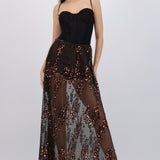 Falda midi mesh lentejuela