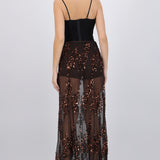 Falda midi mesh lentejuela