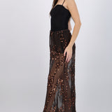 Falda midi mesh lentejuela