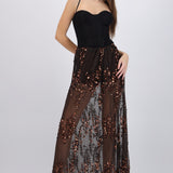 Falda midi mesh lentejuela