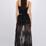 Falda midi mesh lentejuela