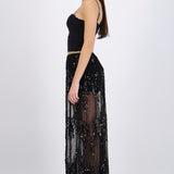 Falda midi mesh lentejuela