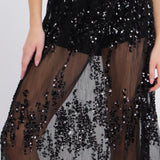Falda midi mesh lentejuela