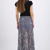 Falda midi mesh lentejuela
