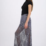 Falda midi mesh lentejuela