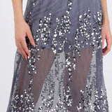Falda midi mesh lentejuela