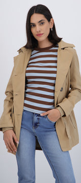 Gabardina midi con peluche detalle botones