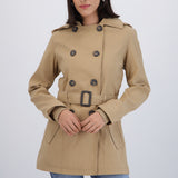 Gabardina midi con peluche detalle botones