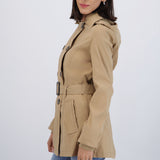 Gabardina midi con peluche detalle botones