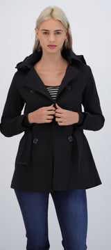Gabardina midi con peluche detalle botones