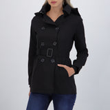 Gabardina midi con peluche detalle botones