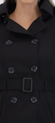Gabardina midi con peluche detalle botones