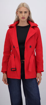 Gabardina midi con peluche detalle botones